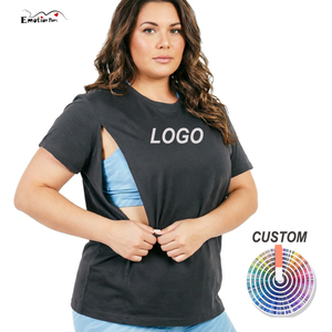 <span class=keywords><strong>T</strong></span>-<span class=keywords><strong>shirt</strong></span> de maternité et d'<span class=keywords><strong>allaitement</strong></span> personnalisé grande taille avec fermeture éclair latérale, manches courtes, col rond, chemisier décontracté de grossesse, vente en gros - Product Image 1