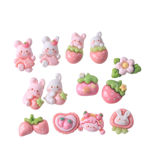 Caoh Mini lapin fraise jardin bricolage ongles autocollant matériaux colle accessoires faits à la main résine maison - Product Image 1