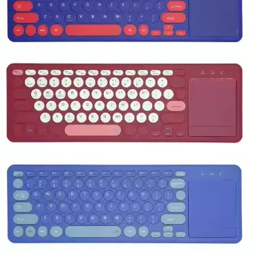 لوحة مفاتيح تعمل باللمس FV-W88 تعمل بالبلوتوث لاسلكية قابلة للطي ولها لوحة لمس لأجهزة الكمبيوتر ماك بها بطاريتين AAA أسود، أحمر، أرجواني 78 مفتاح