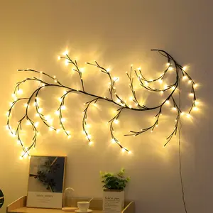 Tira de luces LED de mimbre para decoración navideña, rama de árbol de sauce Artificial, para pared, 144 unidades