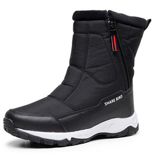 Dropshipping Custom Logo 2021 Men Snow Warm Boots with Plush Winter Waterproof Slip Resistant Shoes Outdoor Climbing Boot