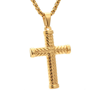 yunnique <b>Cross</b> Pendant Necklace Fashionable Gold Zinc Alloy Unisex Gift Jewelry - Product Image 1