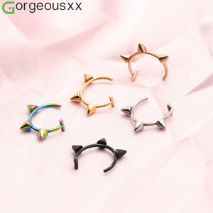 Anillo de <span class=keywords><strong>Labio</strong></span> Falso Punk Personalizado con Remaches para Mujer, Sin Perforación, Joyería de Acero Inoxidable [Gorgeousxx] - Product Image 1