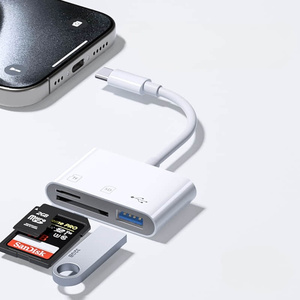 Lecteur de <span class=keywords><strong>carte</strong></span> SD pour téléphone portable de type C 3 en 1, lecteur de <span class=keywords><strong>carte</strong></span> USB, lecteur de <span class=keywords><strong>carte</strong></span> TF, transfert de données de l'appareil photo, compatible avec les cartes mémoire <span class=keywords><strong>Sony</strong></span> - Product Image 2