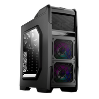 Boîtier de jeu ATX Mid Tower Hauberk G506X en acier noir avec ports USB 3.0/2.0, audio frontal et alimentation inférieure