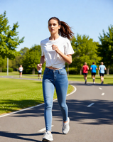 Camiseta Deportiva Casual de Primavera/Verano para Mujer, Transpirable, Anti-Pilling, Anti-Encogimiento, de Poliéster Tejido, Cuello Redondo, Manga Corta, Corte Regular