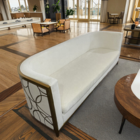 Canapé en velours argenté, design moderne, ensemble de canapés de bureau, acier inoxydable, mobilier de réception d'hôtel écologique avec motif rond