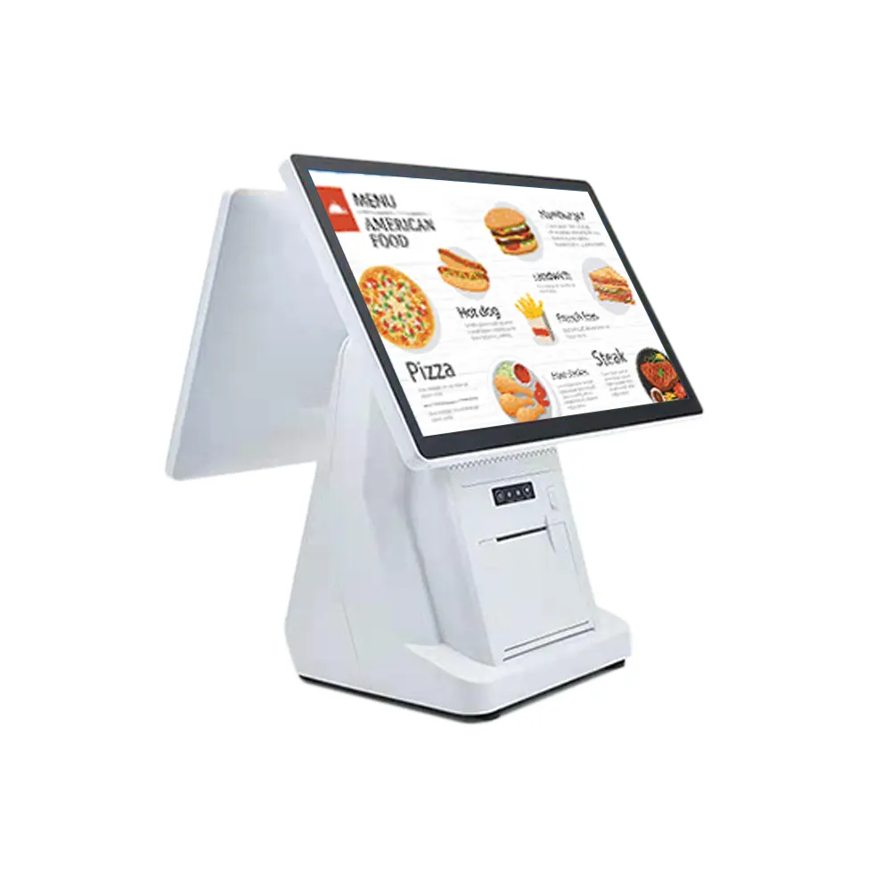 Sistema di punto vendita al dettaglio del sistema Pos del mercato del doppio Touch Screen della macchina del registratore di cassa del ristorante da 15 pollici con il sistema operativo NFC della finestra