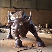 Estatua Gigante de Toro de Wall Street en Latón, Escultura Moderna de Toro de Tamaño Real en Bronce