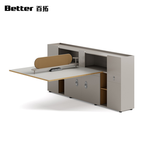 Estación de Trabajo Lineal Moderna para 4 Personas, Escritorio Modular para Personal con Pantalla Divisoria, Gabinete de Almacenamiento, Fácil Montaje para Oficina Abierta - Product Image 2
