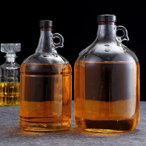 Bouteille en verre pour vin de 5L, 10L, <span class=keywords><strong>1</strong></span> gallon avec poignée, grand récipient de stockage de boissons pour brassage maison avec anse - Product Image 4