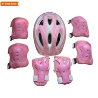 Casque de vélo respirant pour enfants Istaride et ensemble de protections pour les genoux, les coudes et les poignets - Réglable pour le vélo, la trottinette et le roller