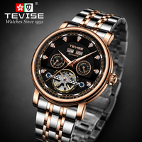 TEVISE Maßgefertigte Mechanische Automatik-Armbanduhren mit Tourbillon-Uhrwerk für Herren, 45mm Zifferblatt, Edelstahl