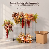Ensemble de panneaux floraux artificiels pour mur de fleurs, décoration d'événements de mariage, arrangement au sol marron café automnal pour scène de fête