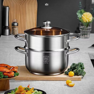 Double Layer Stainless Steel Steamer 304 Food Grade With Lid For Induction And Gas Stove Kitchen Use - Product Image 1