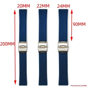 Bracelet de montre en caoutchouc FKM à libération rapide pour montre universelle de 20/22/24 mm, fermoir pliable en acier inoxydable - Product Image 3