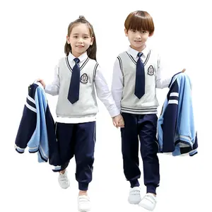 Весенняя и Осенняя униформа для детей в академическом стиле, униформа из трех частей для начальной и средней школы детского сада