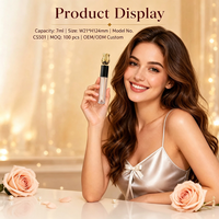 ISMAN Tube de mascara et gloss transparent à capuchon tulipe doré, 7ml, vide, avec bande noire, grand applicateur doe foot, cosmétique de luxe, vente en gros