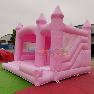 Commercial <b>inflatable</b> pink castle bounce house with slide for outdoor party chateau gonflable de mariage - Product Image 2