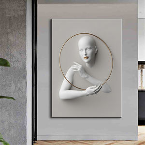 <span class=keywords><strong>Arte</strong></span> moderna della tela della figura umana 3D con il cerchio d'oro per la decorazione della parete del salotto - Product Image 3