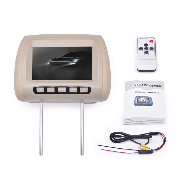 7 Inch Universal Headrest TFT LCD Car Monitor with Copy Leather Pillow