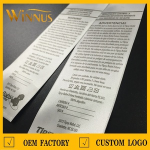 Étiquette en satin <span class=keywords><strong>polyester</strong></span> pour vêtements, vêtements de bain, sous-vêtements, lingerie, blanche, noire, lavage et entretien - Product Image 3