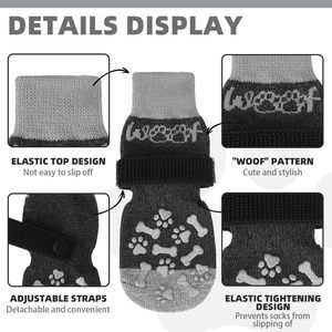 Paquete de 4 Calcetines Personalizados para Perros, Antideslizantes, Transpirables, con Correas, Diseño Personalizado - Product Image 2