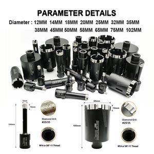 SHDIATOOL 6-102 мм лазерная сварка сухие или влажные алмазные сверла для бетона/мрамора/гранита/кирпича/твердого камня - Product Image 3