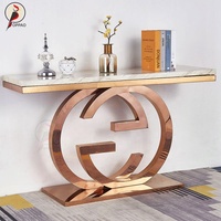 Console d'entrée moderne et créative en marbre, style minimaliste de luxe léger, en acier inoxydable bicolore, démontable, pour salons