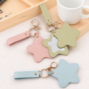 Creative PU Leather <b>Star</b>-shaped <b>Mirror</b> Keychain Pendant New Five-pointed <b>Star</b> Leather Keychain <b>Mirror</b> Portable Cute <b>Mirror</b> - Product Image 1