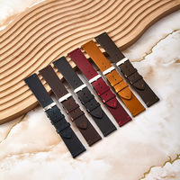 Bracelet en cuir huilé de qualité supérieure avec logo personnalisé, compatible avec les montres connectées, bracelet de montre universel à libération rapide en cuir véritable fin