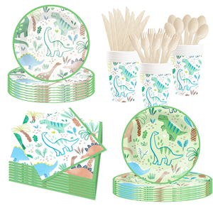 DAMAI Nuevo Juego de Vajilla Desechable de Papel con Diseño de Animales para Fiestas Infantiles, Platos, Vasos y Servilletas con Temática de Dinosaurios - Product Image 2