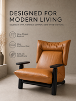 Fauteuil d'appoint moderne rembourré en cuir pleine fleur et tissu extensible dégradé, idéal pour chambre, salle à manger, hôtel