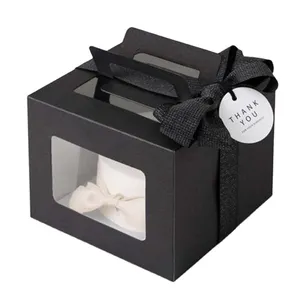 样品定制硬纸板豪华食品级礼品盒蛋糕盒黑色透明塑料方形蛋糕盒