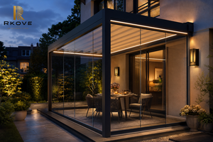 RKOVE RK-S1 3*4m Modern Luxury Aluminum Gazebo with <b>Sliding</b> Glass Doors and Motorized Roof Sunroom for Villa - Product Image 5