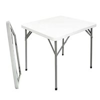 Einfacher Quadratischer Klappbarer Plastiktisch mit Metallrahmen-Beinen, Haushalt-Esstisch Tragbarer Outdoor Quadratischer Klapptisch für Camping