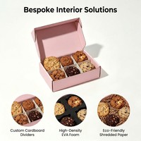 Boîte à biscuits rose personnalisée avec logo en feuille d'or, avec inserts séparateurs, 6 compartiments, boîte d'emballage en papier pour pâtisserie, biscuits, cadeaux, qualité alimentaire
