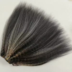 Mèches de <span class=keywords><strong>cheveux</strong></span> humains lisses Yaki gris avec reflets, tissage de <span class=keywords><strong>cheveux</strong></span> sel et poivre pour femmes, mèches grises argentées, <span class=keywords><strong>noir</strong></span> brut vierge 100g - Product Image 3