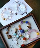 Bijoux Vefiery originaux faits à la main, pierres précieuses naturelles multicolores irrégulières, cristal, argent plaqué or 18 carats, bois d'agar multi-pierres
