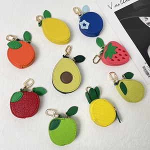QY PU Leather Fruit Coin Purse Keychain Mini Zipper <b>Key</b> <b>Ring</b> Fruit-themed <b>Bag</b> Charm for Gift and Handbag - Product Image 2