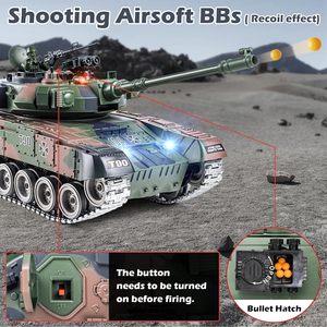 Tanque teledirigido DWI DOWELLIN 1:18 que dispara balines, 2.4G <span class=keywords><strong>RUS</strong></span> T-90, modelo de juguete de tanque de control remoto de aleación metálica, juguete militar con humo - Product Image 2