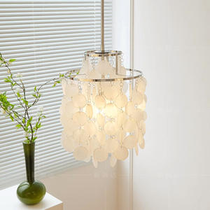 Cody Natural Shell Nordic French Cream Vent Carillon Lustre Hauteur Réglable pour Salon <span class=keywords><strong>Restaurant</strong></span> ou Moyen Suspendu - Product Image 3