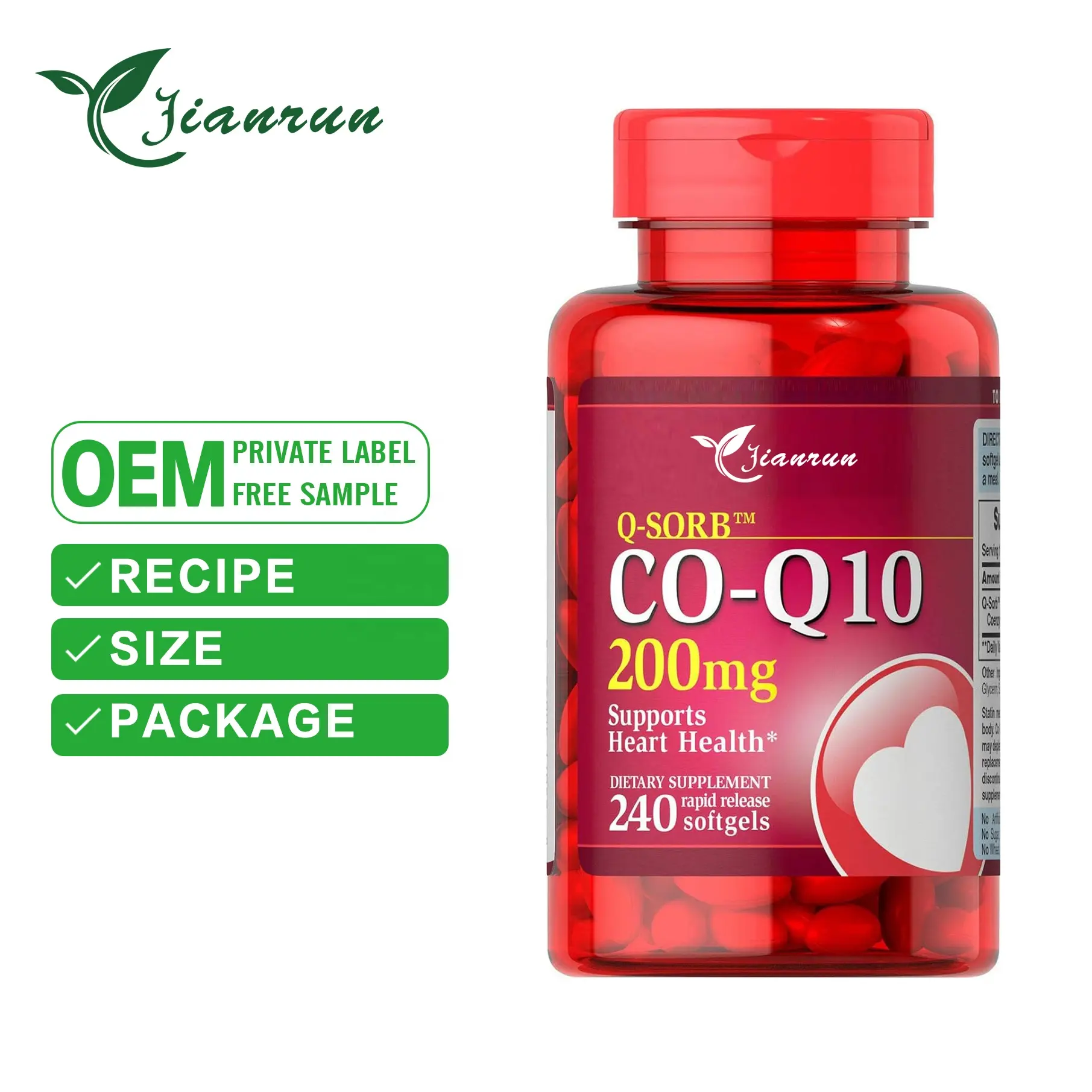 CoQ10 תומך בבריאות לב 240 רכים לשחרור מהיר אנרגיה GEL
