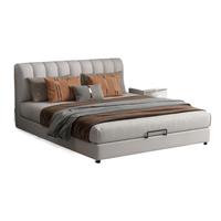 Meubles de chambre à coucher en similicuir au design moderne, lit double king size confortable et réglable avec dossier souple