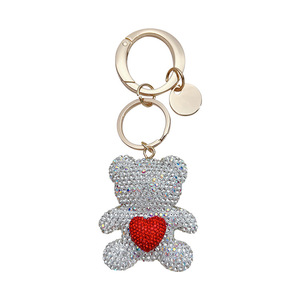 Cristal mujeres oso corazón forma llavero Rhinestone oso coche llavero decoración encanto oso llaveros - Product Image 1