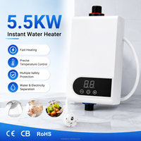 Chauffe-eau électrique instantané sans réservoir 5500W 220V, élément chauffant en acier inoxydable, ensemble de douche intérieur complet pour la maison