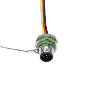 Cable personalizado M12 código A macho trasero abrochado receptáculo PG9 a terminales con tapa antipolvo conector de montaje en Panel de 5 pines - Product Image 2