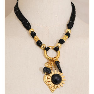 Jinyou jinyou 2919 חורף אופנה לבן נקודות פוליאסטר שרשרת תליון מצוף זהב נירוסטה מצופה זהב - Product Image 4