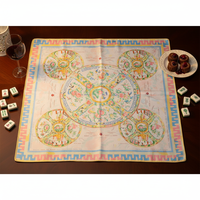 Tapis de Mahjong Américain Pliable de Luxe SUPER GAME, Motif Pastel Famille Rose, Antidérapant en Néoprène par OM Mahjong Mat