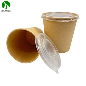 Bicchieri Biodegradabili in Carta Kraft con Coperchio, Contenitori da Asporto Microondabili Rivestiti in PE - Product Image 6